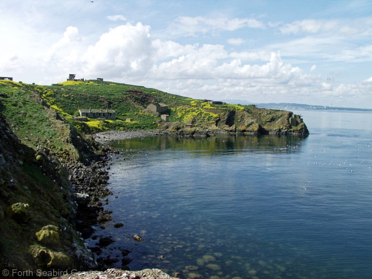 Looking south over Kinghorn Harbour, the bay at the north west end of Inchkeith